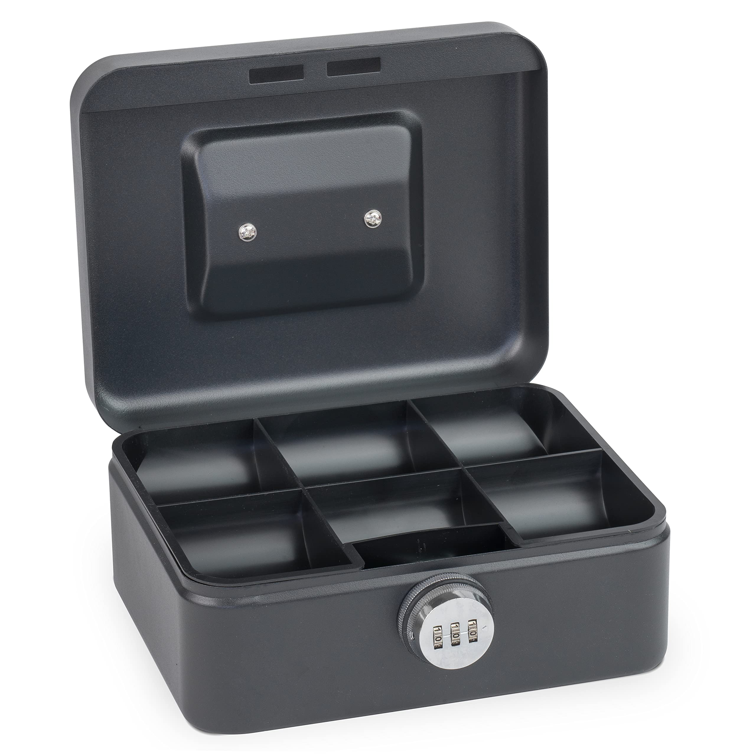 Sax Cash Box with Combination Lock, Extra Strong Lock, 20 x 16 x 9 cm, Medium, Black, 0-822-19