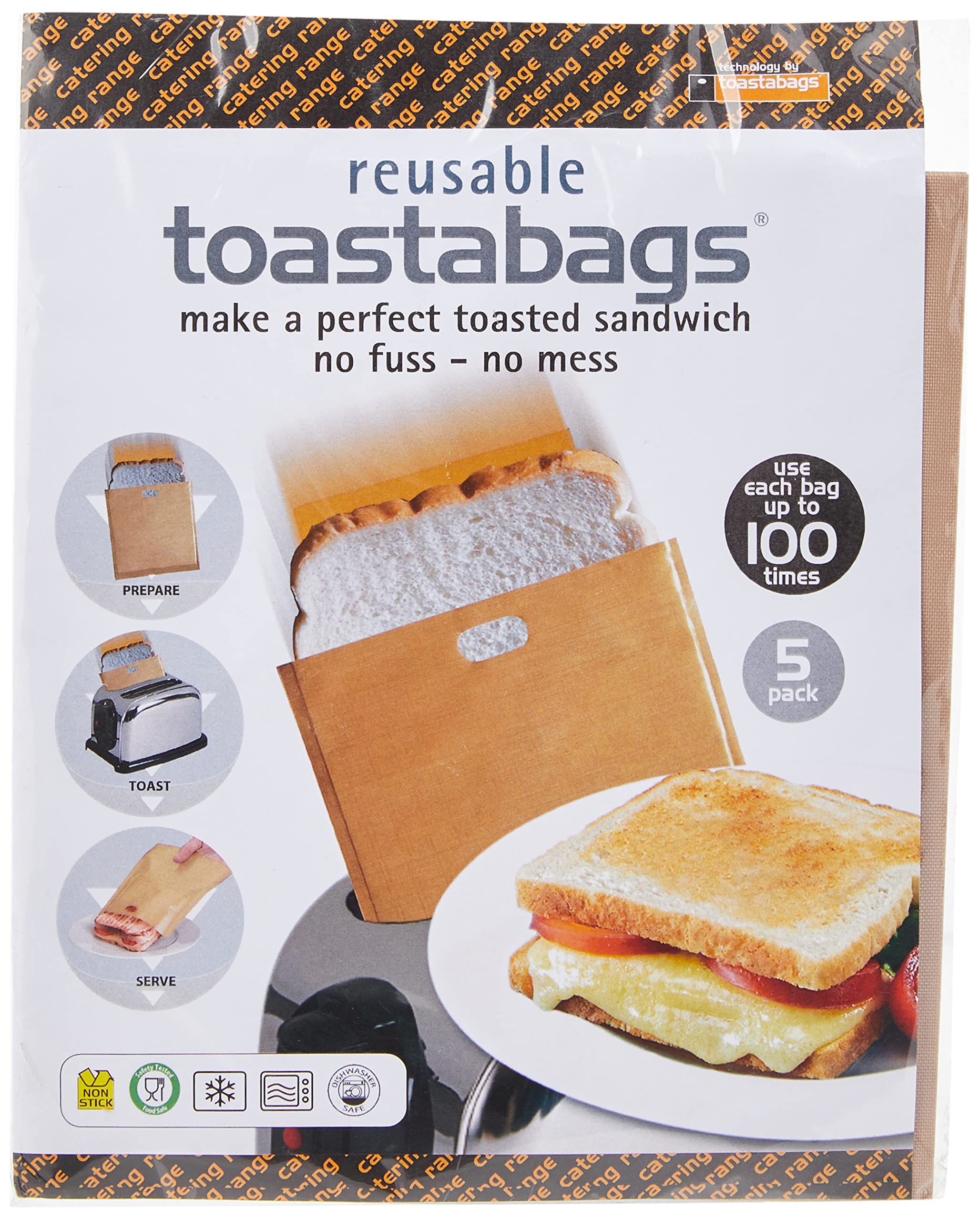 Non Branded 83465 x Reusable Toaster Bags Toast Maker Small Kitchen Appliance Food Catering,Brown