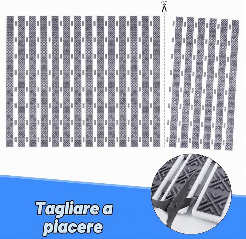 Tappetino Antiscivolo per Vasca da Bagno, 40 * 70cm Tappetini Antiscivolo per Doccia Tagliabile Tappetino per Il Bagno con Ventose, Idea per i Bambini e Anziani, Grigio