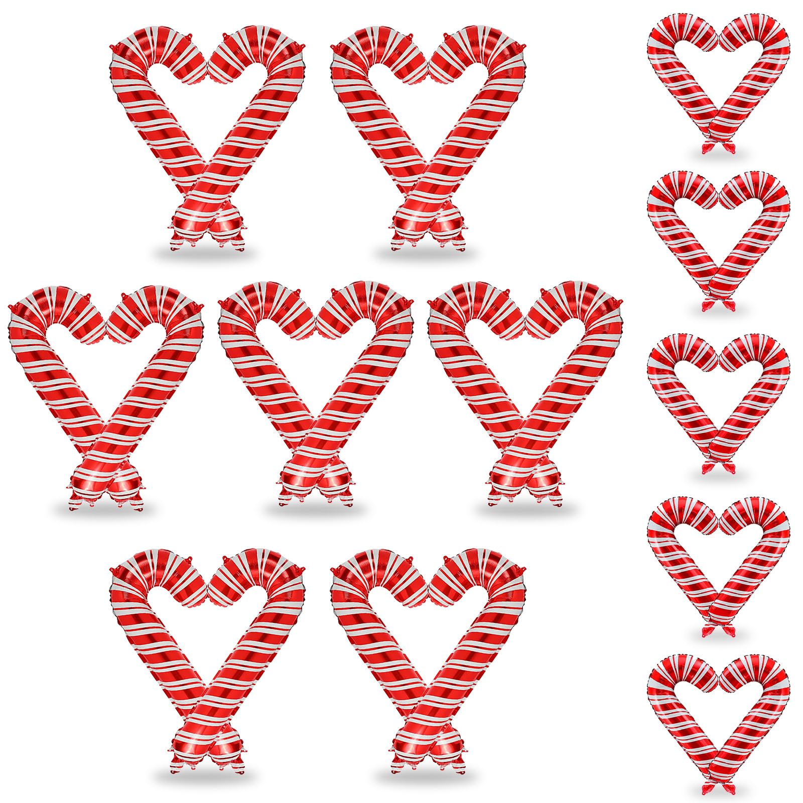Christmas Candy Cane Foil Balloons, 24 Pieces Large and Small Sweet Christmas Candy Cane Mylar Balloons, Red White Xmas Candy Cane Balloons for New Year Candyland Theme Baby Shower Party Decorations