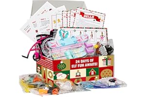 VORTESSENCIA Elf Kit 24 Days of Christmas 2025-include 24 Daily Surprise Scenes & Accessories Elf Mischief Clothes Starter Kit Countdown For Family Christmas Holiday Elf Activity Props Ideal Kit (Elf Not Included)