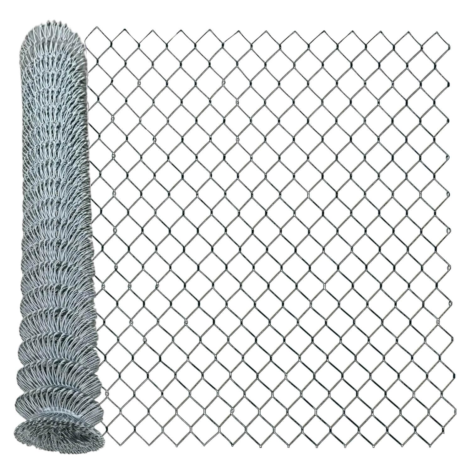 Photo 1 of Sandbaggy 6 ft x 50 ft Galvanized Chain Link Fence Roll - 11.5 Gauge Steel - 2-3/8 inch Diamond Mesh (6 ft x 50 ft, 1)