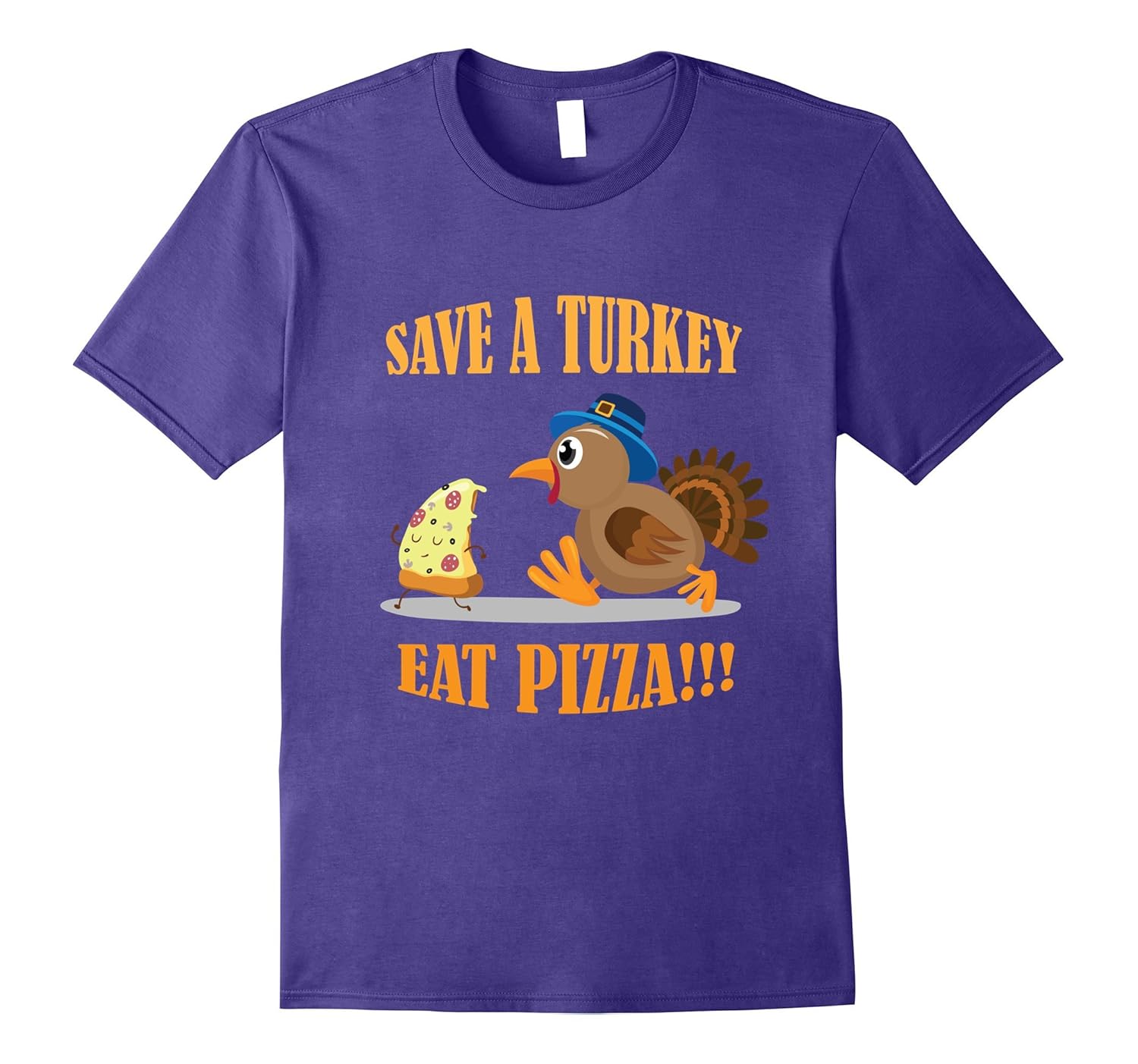 Save A Turkey Eat Pizza Costume Thanksgiving T-Shirt-ANZ