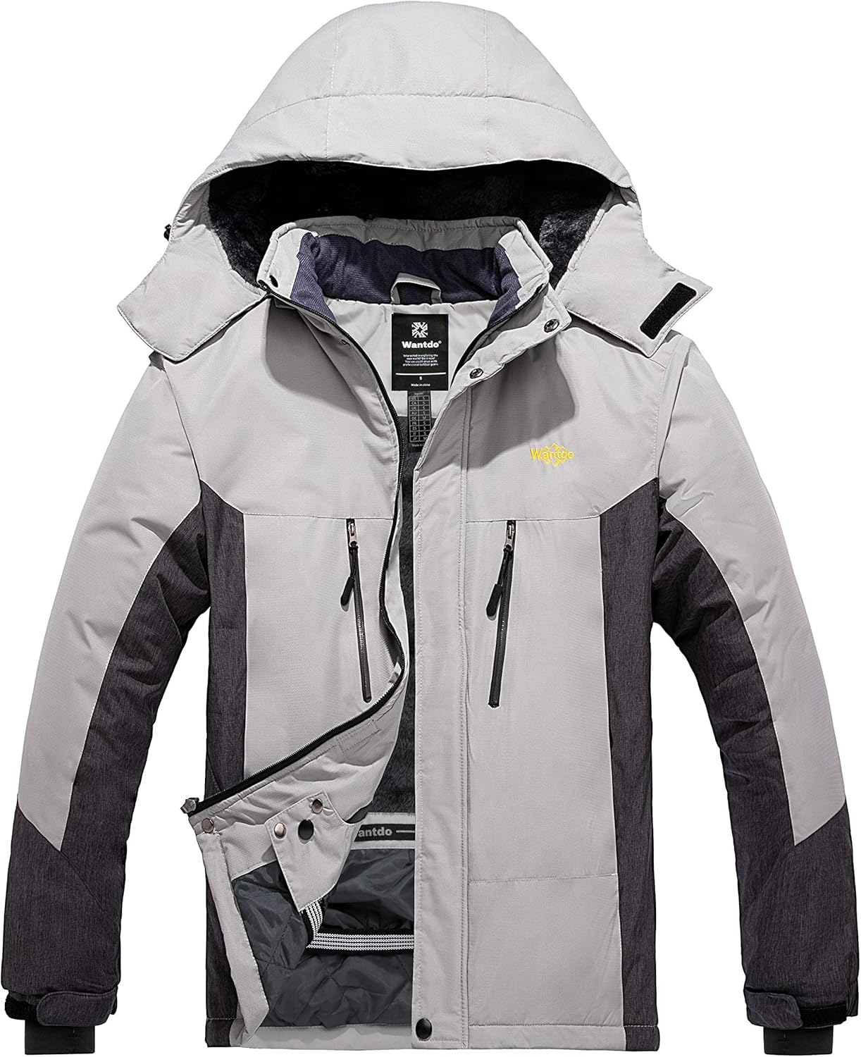 Wantdo Men's Mountain Ski Jacket Waterproof Winter Snow Coat Windproof Outerwear