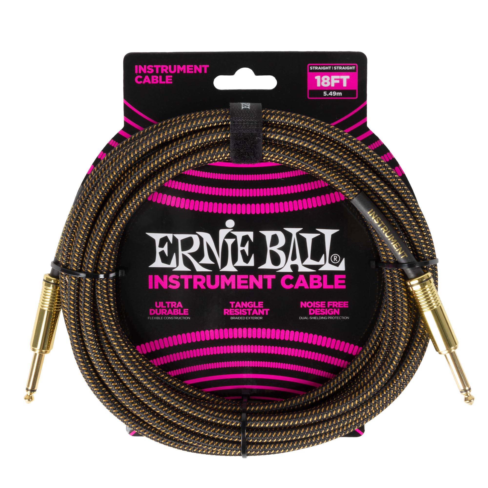 Ernie Ball Braided Instrument Cable Straight/Straight 18ft - Pay Dirt