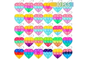 SINFOX 30PCS Party Favors for Kids,Bulk Fidget Toys, Birthday Party Toys, Small Classroom Prizes Box Fidgets Toys for Kids Toddlers Adult, Goodie Bag Stuffers, Treasure Chest, Bubbles Poppers (Heart)