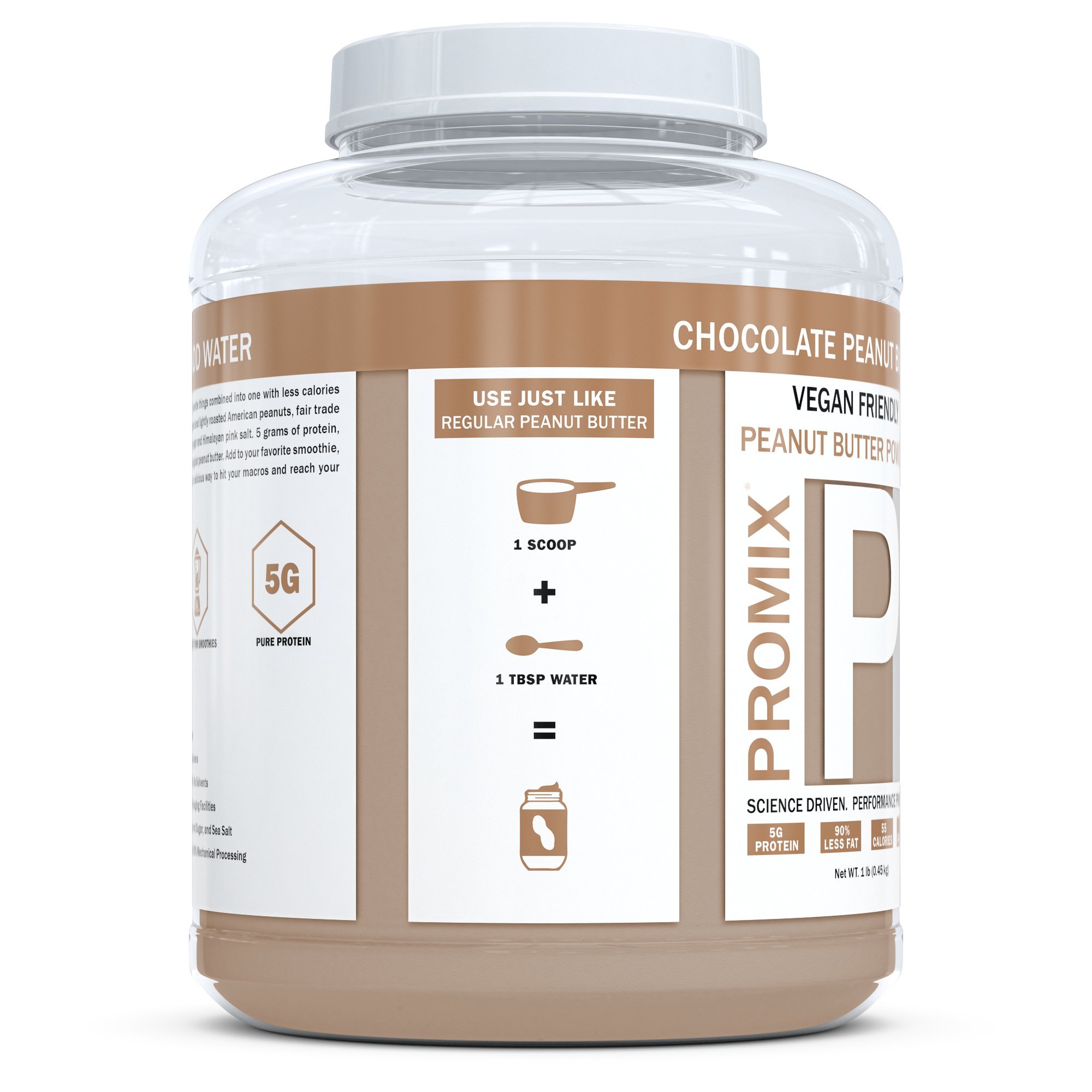 PROMIX Chocolate Peanut Butter Powder, 1lb 5g Protein, 55 Calories