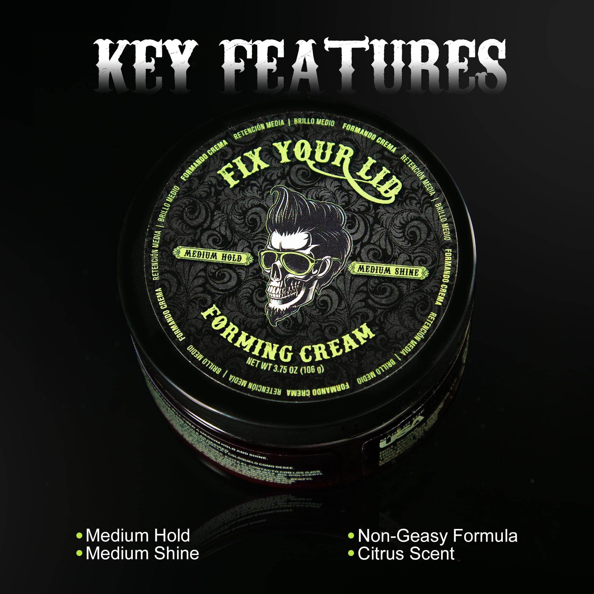 Fix Your Lid Forming Cream 3.75 oz Medium Hold Hair Cream For Men - Mens Hair Gel Medium Shine - All Day Hold Styling Cream For All Hairstyles - Easy To Wash Out