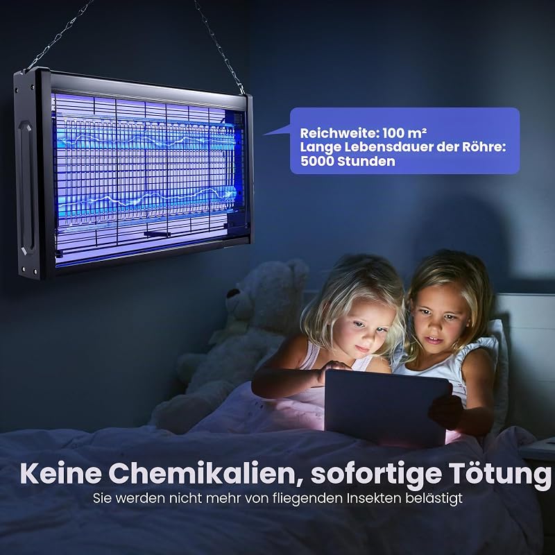 Insektenvernichter Elektrisch, Mückenvernichtungslampe, 20W Fliegenvernichter, elektronischer Insekten- und Fliegenvernichter für Haus, Garten, Hof und Großküchen
