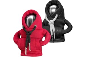 Mystique Maison 2023 New Car Shift Knob Hoodie，Universal Shift Knob Cover,Gear Shift Cover,Cute Gear Shift Knob Hoodie，Car Shifter Stick Protector Decoration (2 pcs.Black+Red)