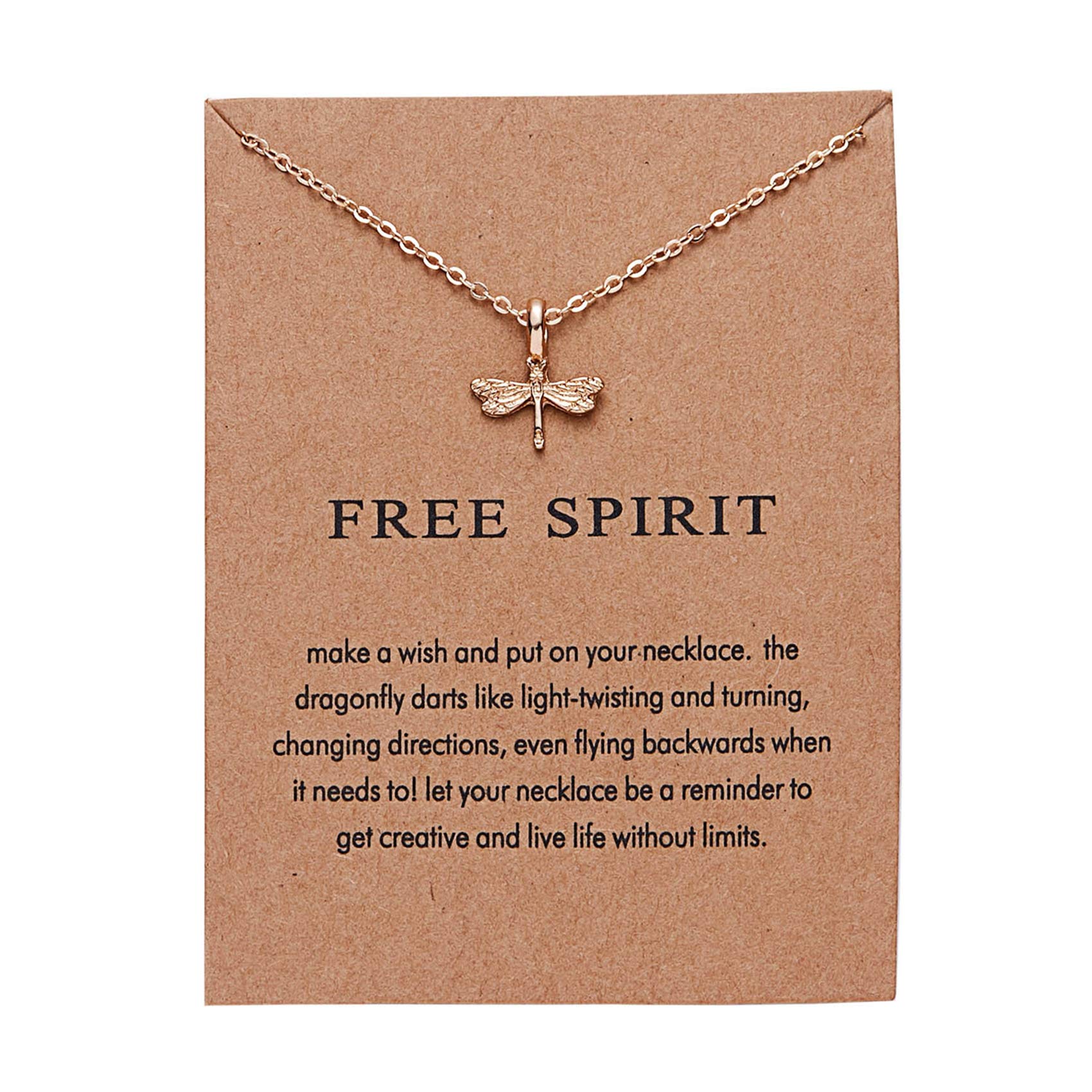 HMOOY Gold Sun Necklace Clavicle Chain Fashion Sunlight Sunshine Pendant Necklace with Message Card Friendship Dainty Choker Jewelry for Women Girl (Dragonfly)
