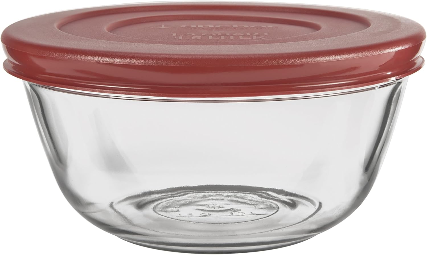 Anchor Hocking Glass Mixing Bowls with Lids, Cherry, 1.5 Quart (Set of