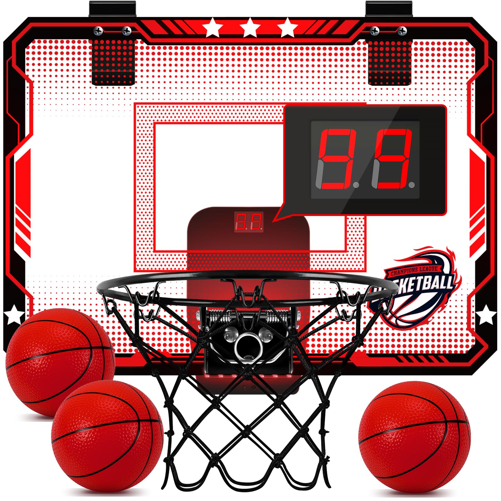 Photo 1 of Xucutu Indoor Mini Basketball Hoop for Kids - Over The Door Basketball Hoop with Balls, red
