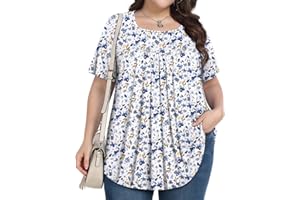 PEVRL Womens Plus Size Tops Short Sleeve Tunic Summer Shirts Casual Loose Blouses 1X-5X