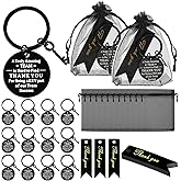 Yinkin 36 Pcs Employee Appreciation Gifts Thank You Coworker Keychain Gifts with Organza Bags and Thank You Cards(Black)