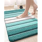 DEXI Bath Mats for Bathroom, 16x24 Absorbent Microfiber Bath Mat Quick Dry, Washable Bathroom Rugs with Non Slip Backing for Shower Floor, Turquoise