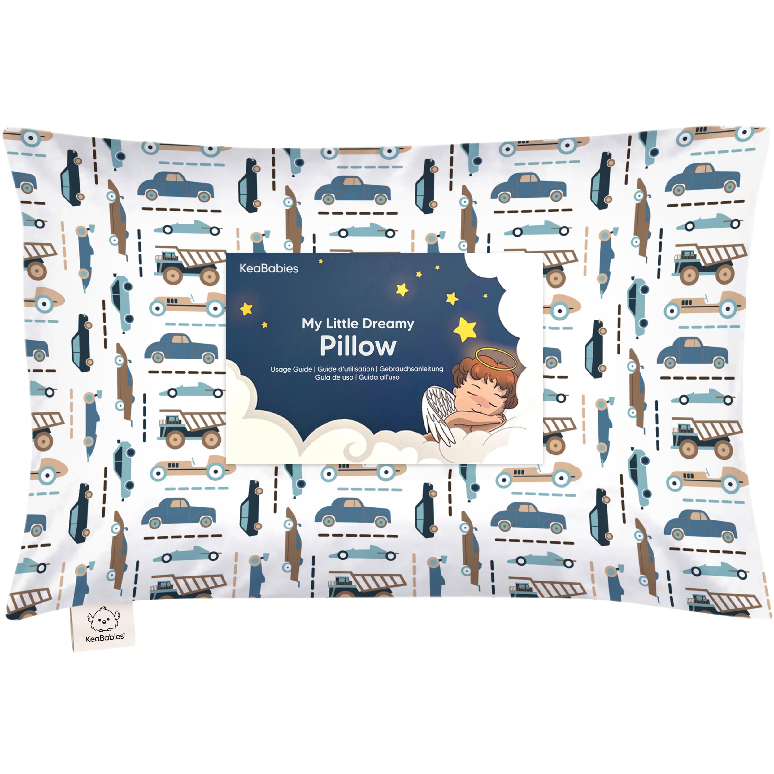 Photo 1 of Toddler Pillow with Pillowcase - 13x18 My Little Dreamy Kids Travel Bed Pillows for Sleeping, Organic Cotton Small Pillowcase, Soft & Breathable, Machine Washable, Toddlers 2-5 Years Old (Vroom)