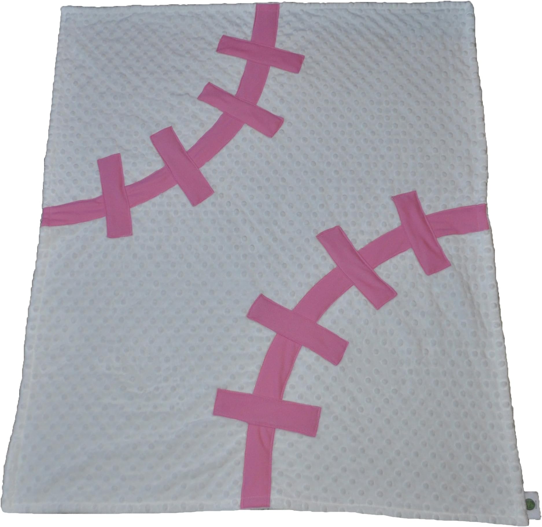 Cozy Wozy Baseball Themed Minky Baby Blanket, White/Pink, 30" x 36"