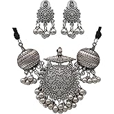 Siddhatva Statement Ethnic Afghani Indian Stylish Silver Oxidized Boho Gypsy Choker Necklace Jewelry