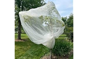 HOMODA 15ft x 15ft Fruit Tree Netting Cover with Zipper & Drawstring, Insect Bird Barrier Netting for Garden Protection, Ultra Fine Mesh Garden Netting, Extra Large