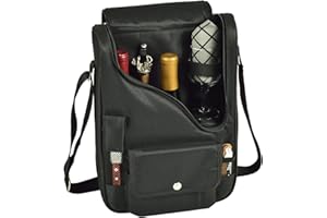 Picnic at Ascot Original Insulated Wine and Cheese Cooler with Glass Wine Glasses- Designed, Assembled & Quality Approved in the USA