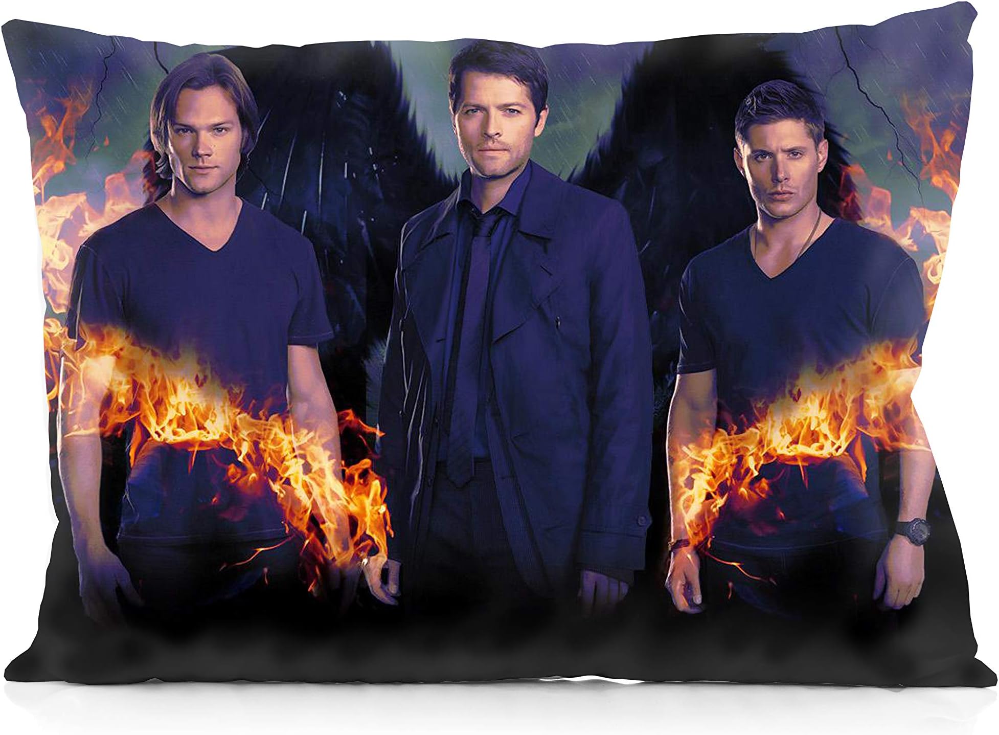 Supernatural Jensen Ackles Jared Padalecki Pillowcases Both Sides Print Zipper Pillow Covers 20"x30"
