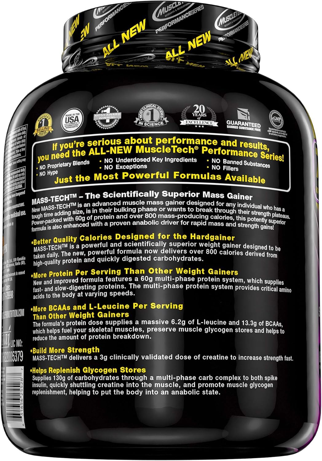MuscleTech Mass Tech, Scientifically Superior Weight Gain Formula, Vanilla, 7 lbs (3.18kg): Health & Personal Care