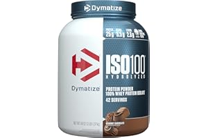 Dymatize ISO100 Hydrolyzed Protein Powder, 100% Whey Isolate Protein, 25g of Protein, 5.5g BCAAs, Gluten Free, Fast Absorbing, Easy Digesting, Gourmet Chocolate, 3 Pound