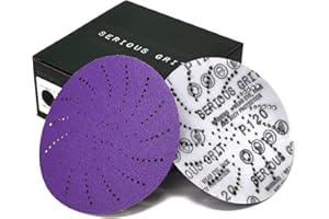 Serious Grit 5-Inch 120 Grit Ceramic Multi-Hole Hook & Loop Sanding Discs - Advanced Grain for Fast Cutting & Long Life - Fil