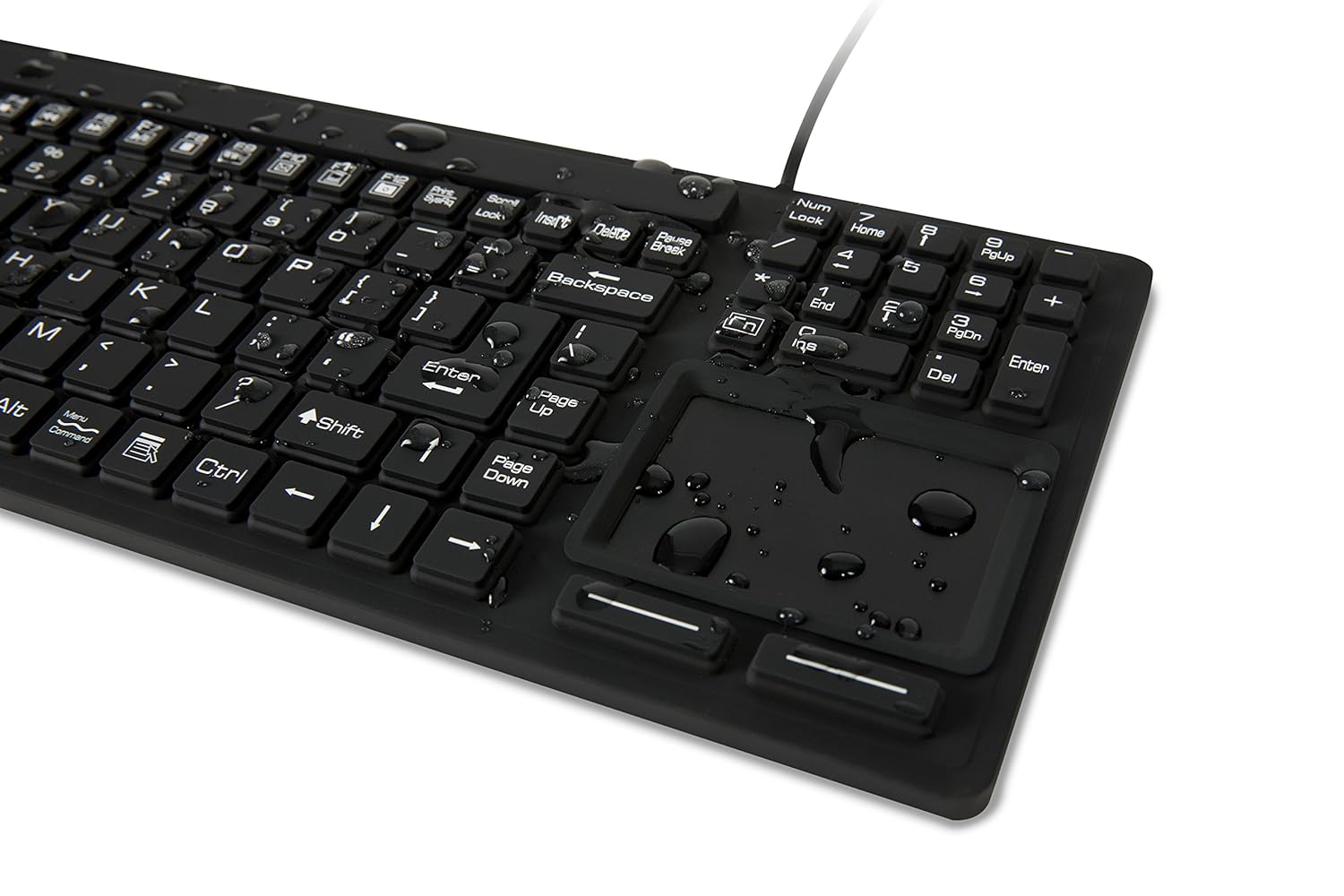 WetKeys Waterproof Touchpad Plus Professional-Grade Keyboard w/Touchpad (USB) (Black) | KBWKRC106T-BK