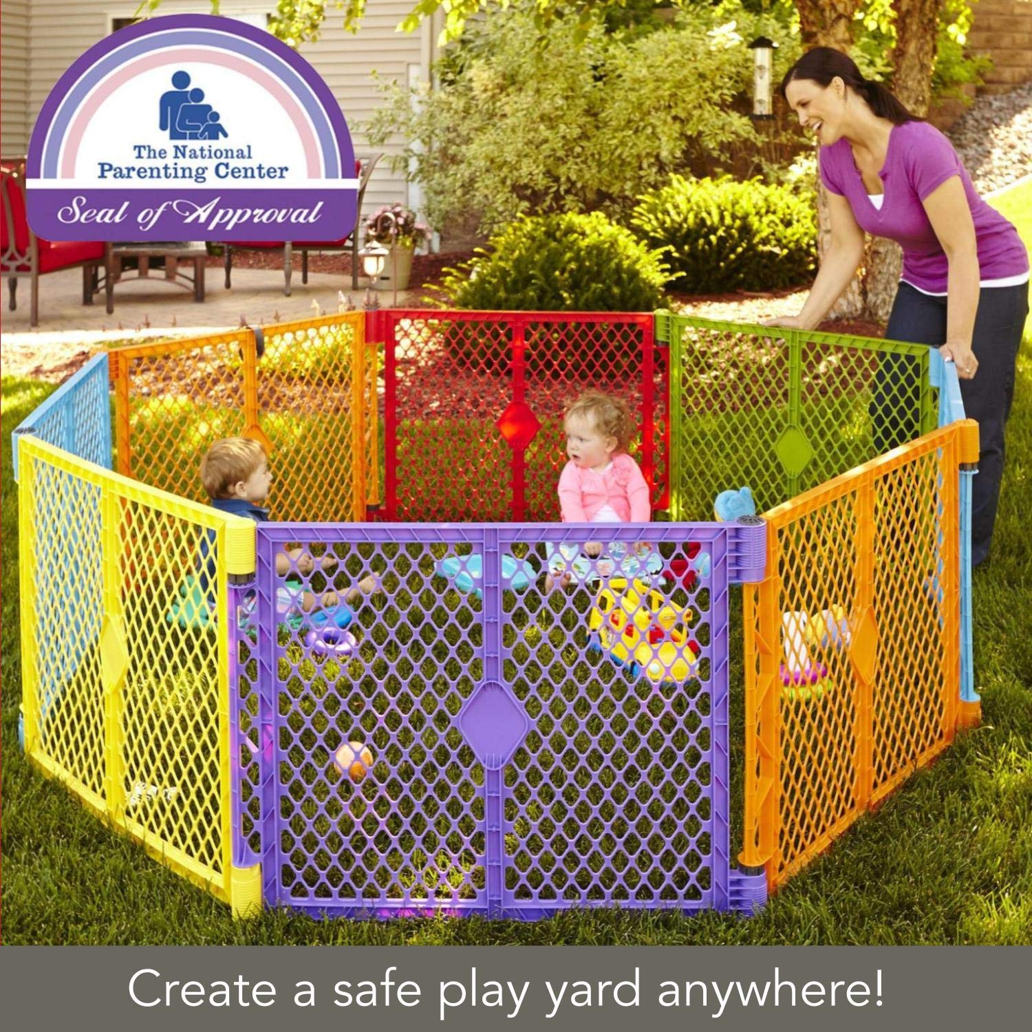 Toddleroo by North States Superyard Colorplay 8Panel Play Yard Safe