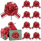 32 Pcs Christmas Large Pull Bows for Gift Wrapping, 6 Inch Organza Ribbon Red Gift Bows for Presents, Vibrant Colors Xmas Decorative Bows for Baskets Valentine Wedding Party Holiday Decor