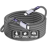 20FT USB C to USB C Cable, 4K@60Hz Video, 20Gbps Data, 240W PD Fast Charging, Durable Braided Nylon Type C Video Cable 4K 20f