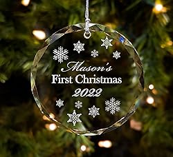 Personalized Crystal First Christmas Ornament with