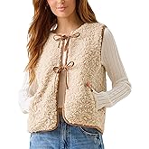KGGT Womens Fleece Vest Lightweight Button Down Cozy Warm Sherpa Sleeveless Jacket with Pockets