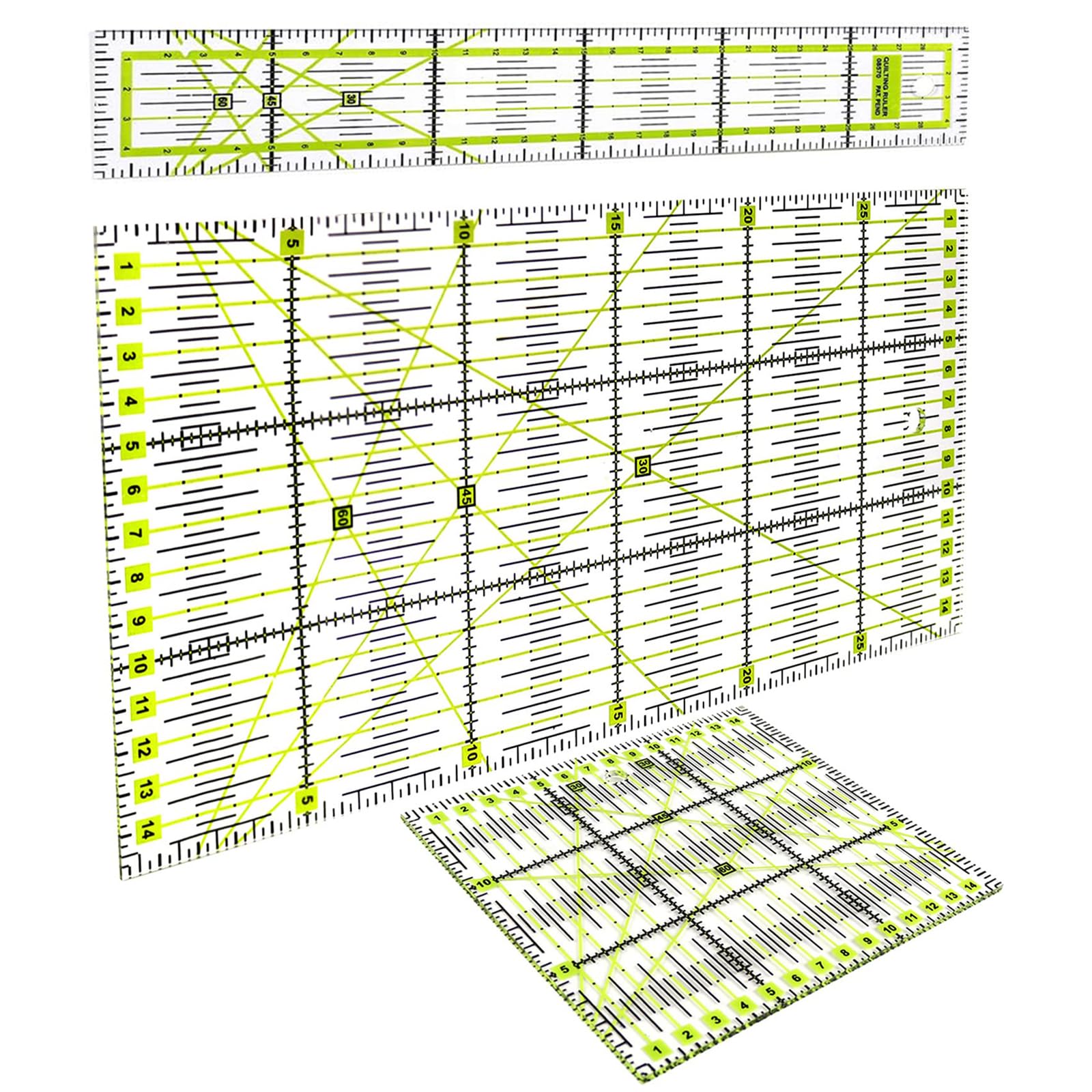 Oenothera 3 Pieces Cutting Craft Ruler DIY Tools, Quilting Ruler Plastic, Acrylic Sewing Accessories, Transparent Quilting Ruler Set for Quilting, DIY Fabric Crafts