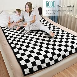 GCQC Checkered Throw Blanket, Knitted Checkerboard