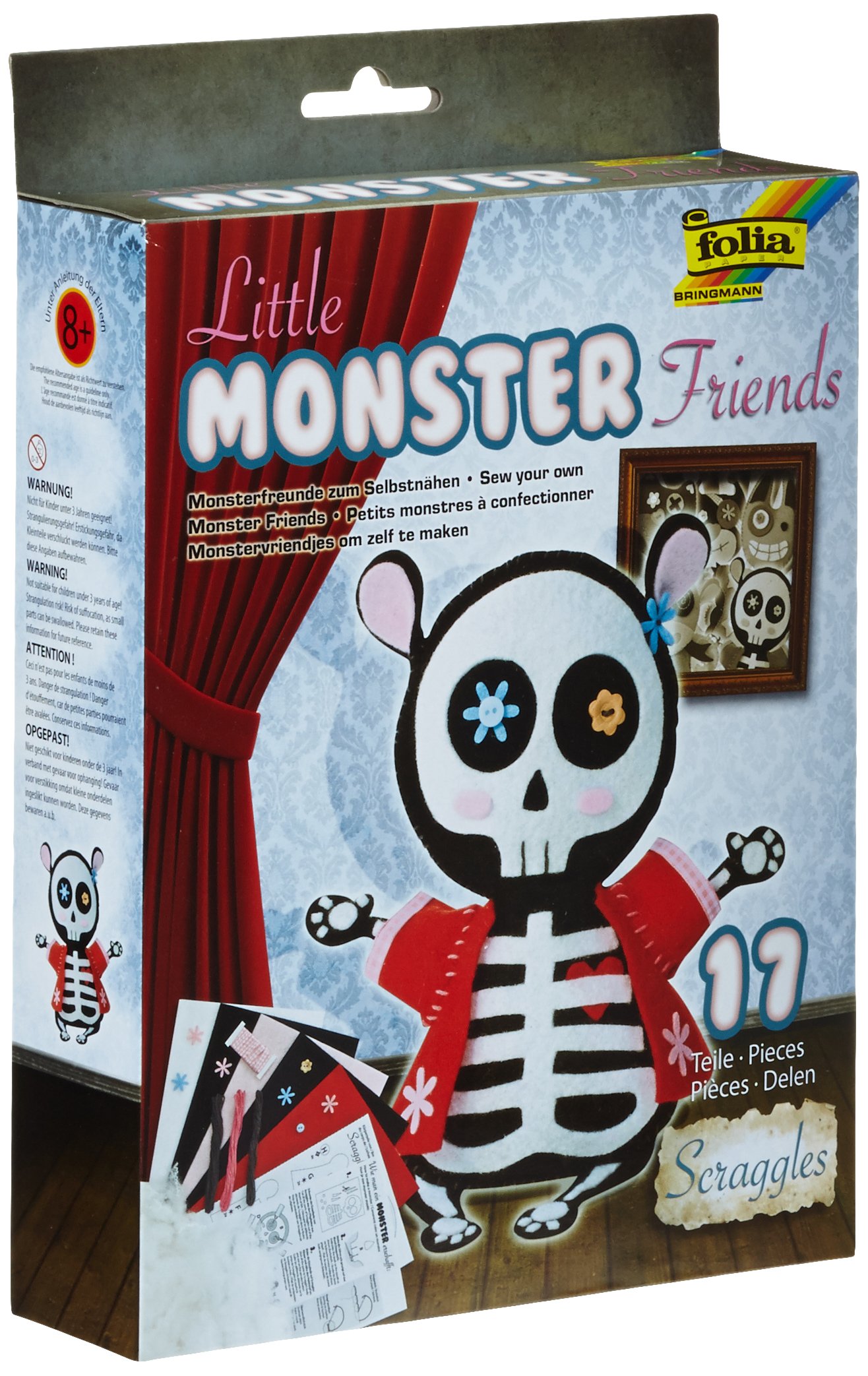 Folia 50105 - Bastelset Little Monster Friends Scraggles, 17-teilig