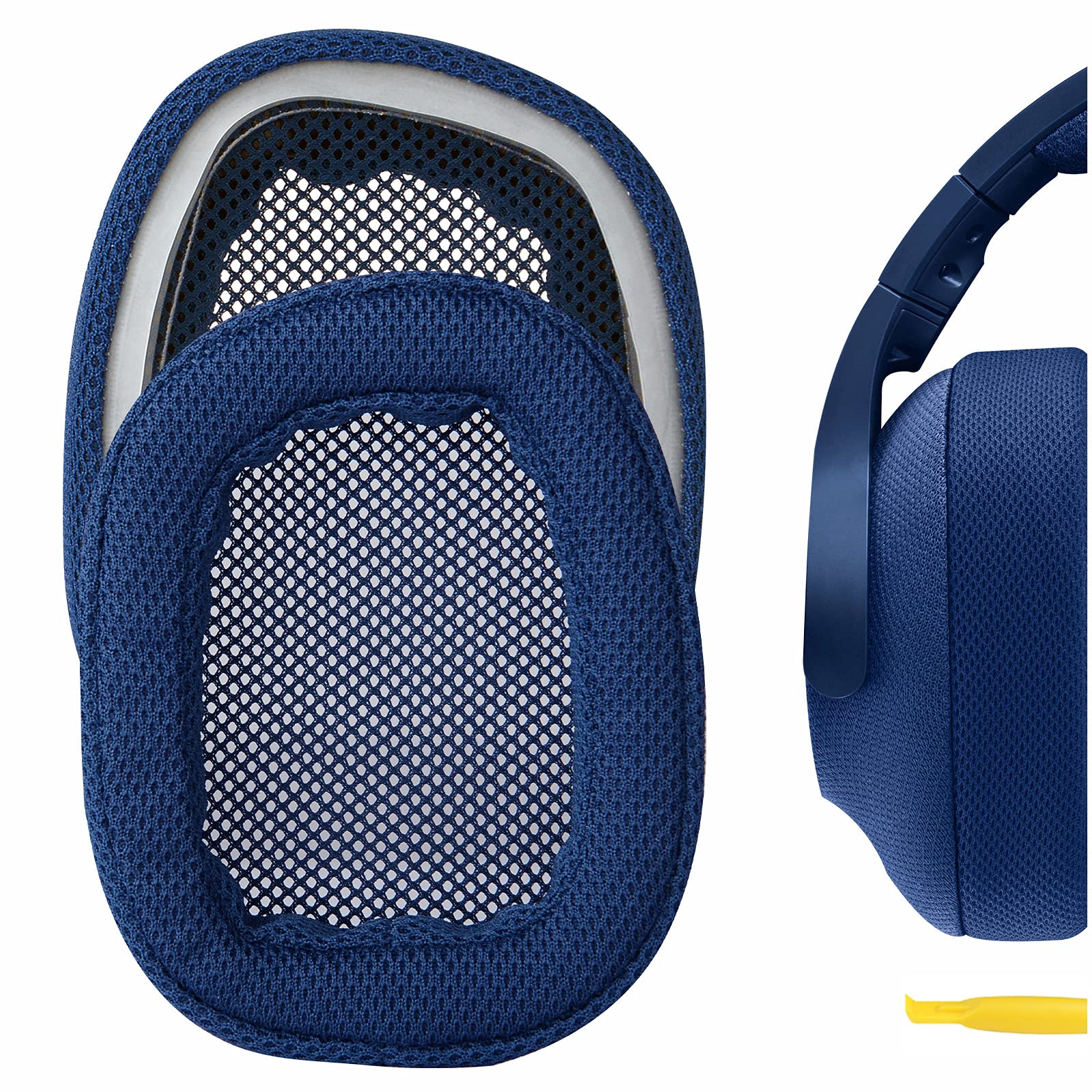 Geekria Comfort Mesh Fabric Replacement Ear Pads for Logitech G433/ G233/ GPRO Headphones Ear Cushions (Blue)