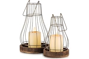 Romadedi Lantern Farmhouse Home Decor - Rustic Candle Holders Decorative Lanterns for Candle Living Room Kitchen Dining Coffee Table Fireplace Mantle Outdoor