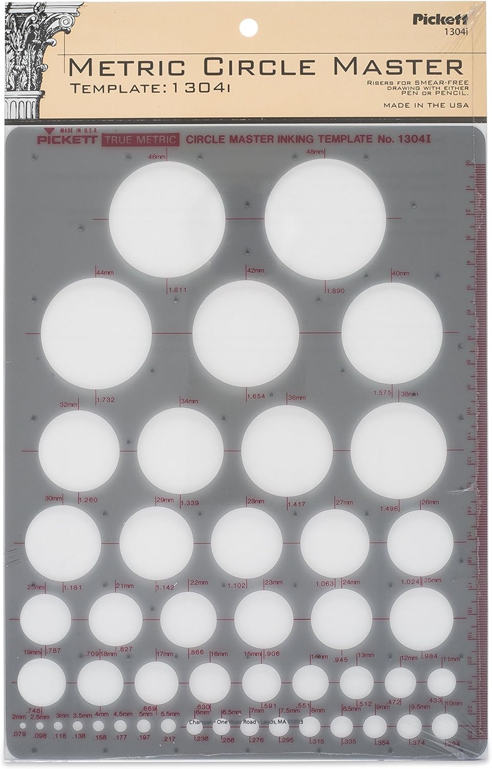 Pickett CHA1204I Circle Master Template, Range From 1/16 To 3 Inches in Diameter (1204I) : Artists Drawing Aids : Office Products