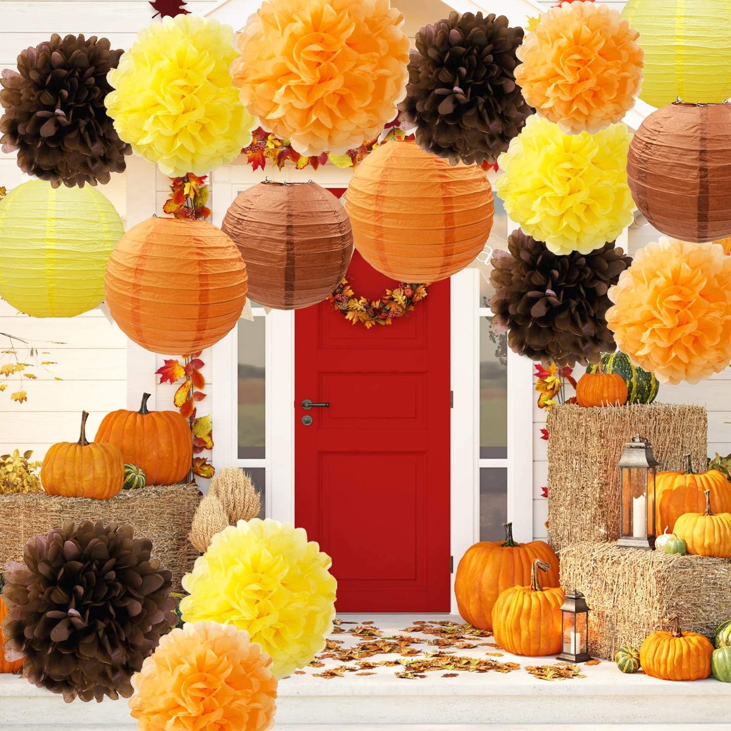 Herbst-Party-Dekorationen In Burgunderrot & Orange – Papierfächer Für Hochzeit, Geburtstag & Thanksgiving
