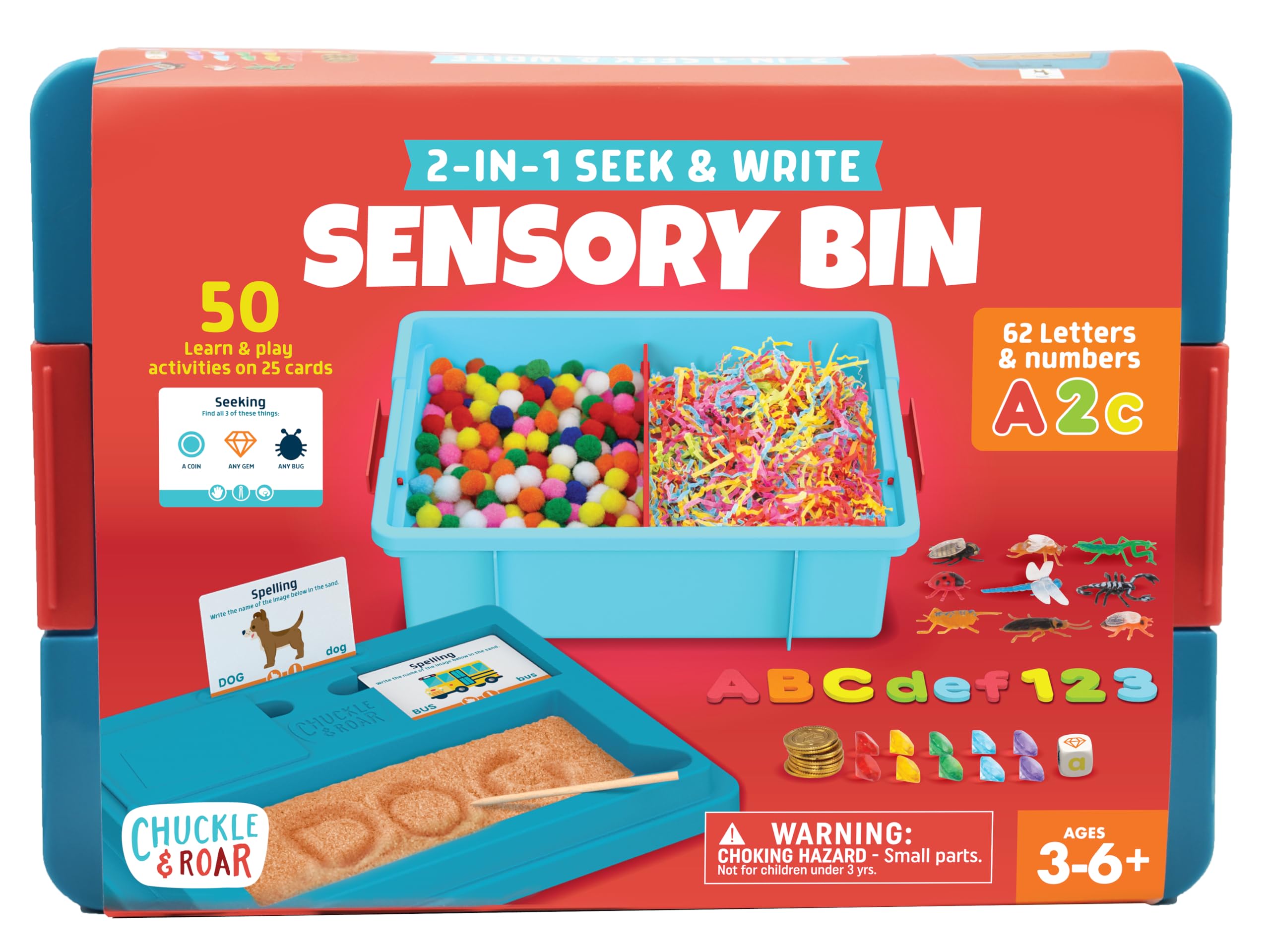 Photo 1 of Chuckle & Roar - Sensory Bin - Tactile Learning for Toddlers - Montessori Preschool Activities - Plastic Storage Bin for Travel - Kids Activity Set