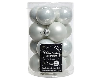 Christmas Decorations Lot De 16 Mini Boules De Noel Blanc Taille D 35 Cm