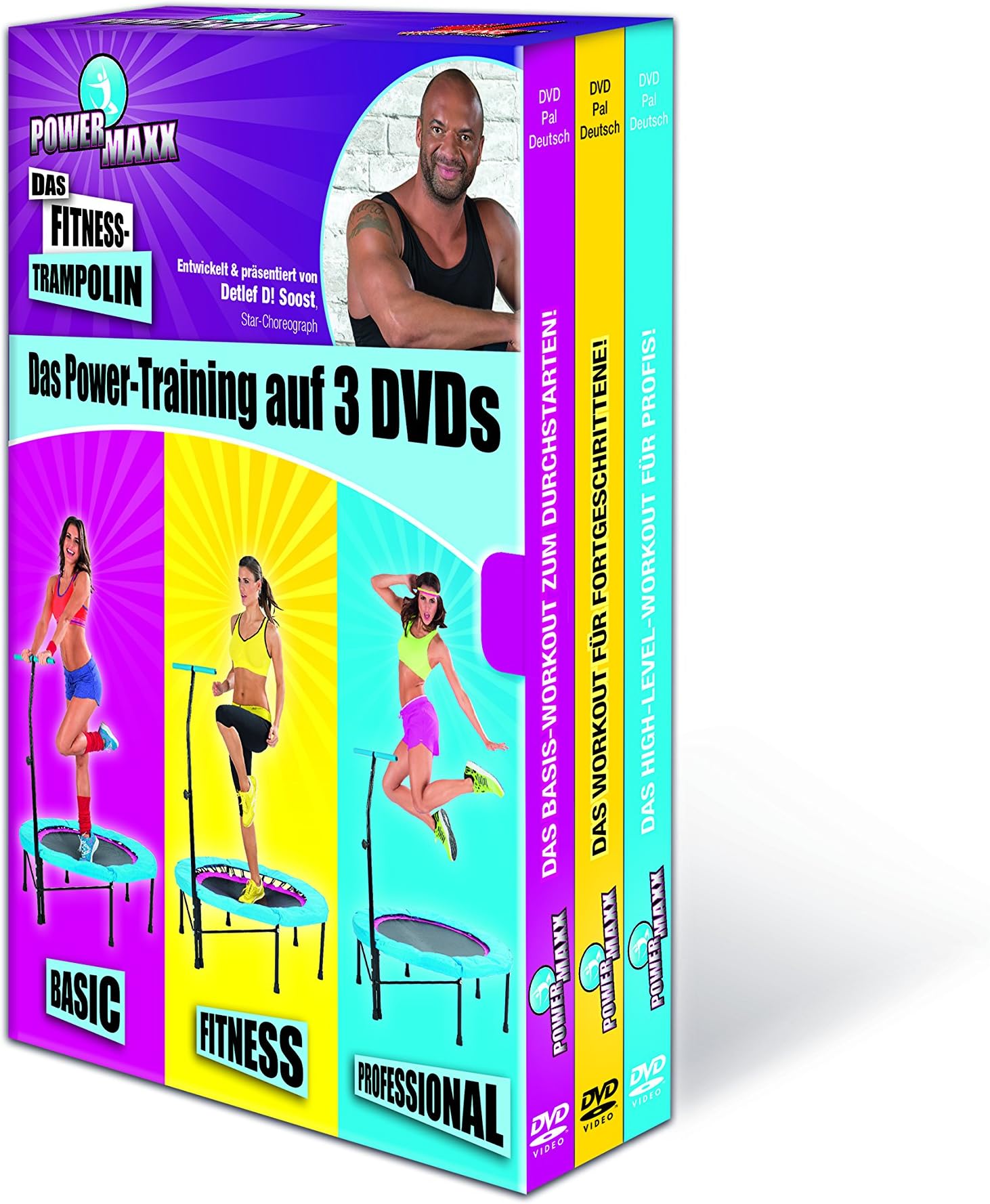 TV Unser Original Powermaxx Training DVD for the fitness Trampoline Set of 3, 00179