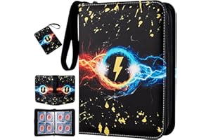 Jravkfi Card Binder,400 Pockets Card Holder Album with 50 Removable Sleeves for Standard Size Cards 4 Pocket TCG Trading Card Binder Display Storage Carrying Case-Black 1