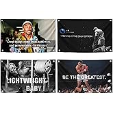 Set of 4 Motivational Quote Polyester Flags 3x5 Feet with Four Brass Grommets - Quoted Tweet Flag Feet Winning Is The Only Option - Ronnie Lightweight Flag - Be the Greatest Flags Kobe Basketball