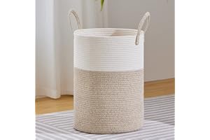 VIPOSCO Large Laundry Hamper, Tall Woven Rope Storage Basket for Blanket, Toys, Dirty Clothes in Living Room, Bathroom, Bedro