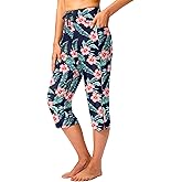 Viodia Women's Swim Capris Pants 18'' Modest Bathing Suit Bottoms Quick Dry Swimsuits Long Board Shorts with Pockets