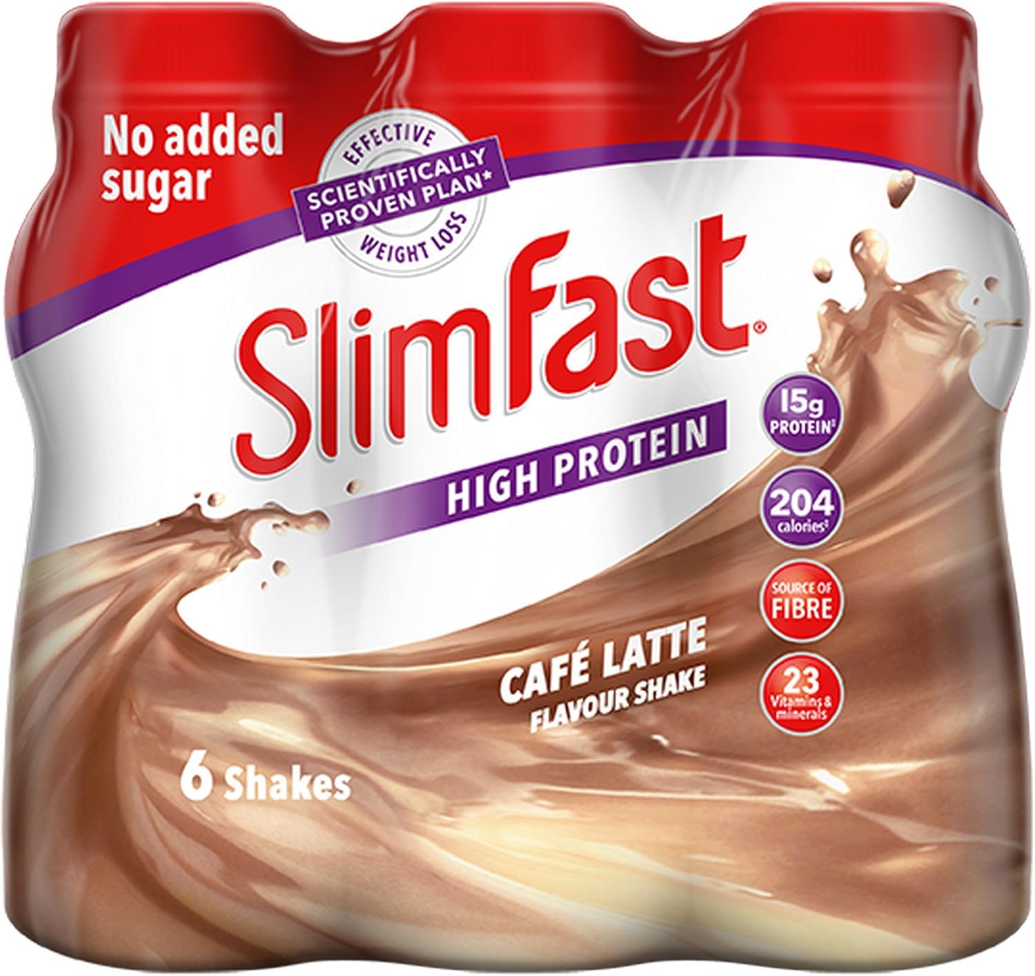 SlimFast Ready To Drink Cafe Latte Shake, 6 x 325ml, 325 ml (Pack of 6)